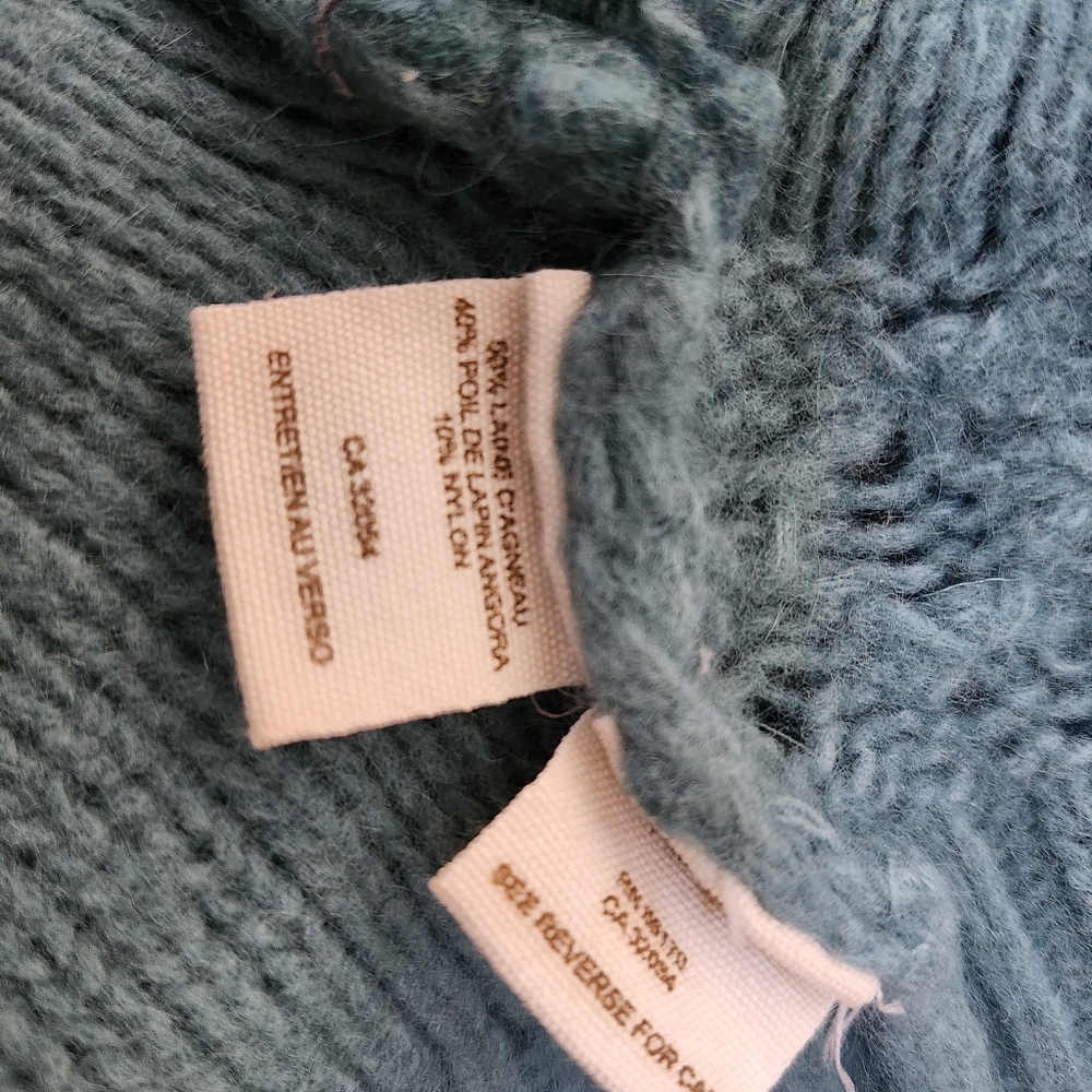 Women's Teal Button Up Woolen Angora Sweater w/ Pockets By Free People sz. Small - Picture 13 of 16